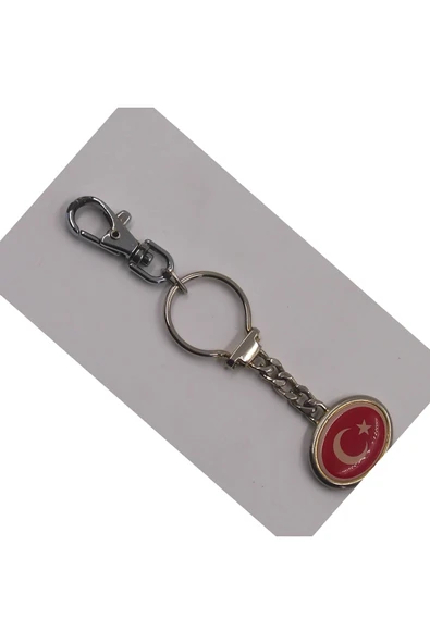 SANAT TACİRİ -- Türk Bayrağı Çift Taraflı Metal Anahtarlık 13cm ürün görseli 1