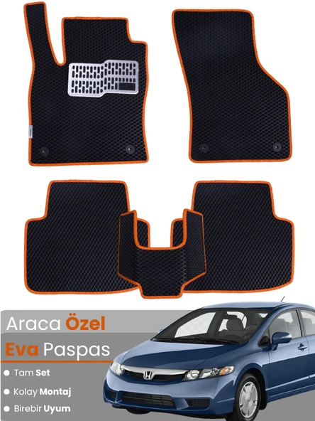 HONDA CİVİC FD6 SEDAN-(2006-2011) Uyumlu EVA Paspas Tam Set–Araca Özel,Su Geçirmez ürün görseli 1