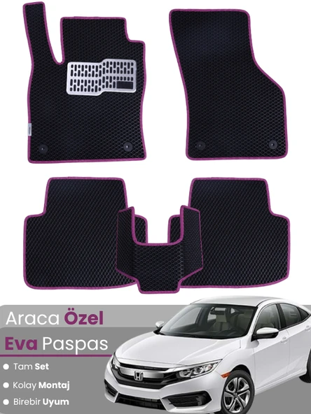 HONDA CİVİC FC5 (2016-2021) Uyumlu EVA Paspas Tam Set–Araca Özel,Su Geçirmez,Kolay Montaj ürün görseli 1