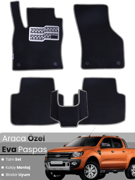 FORD RANGER (2012-2021) Uyumlu EVA Paspas Tam Set–Araca Özel,Su Geçirmez,Kolay Montaj ürün görseli 1