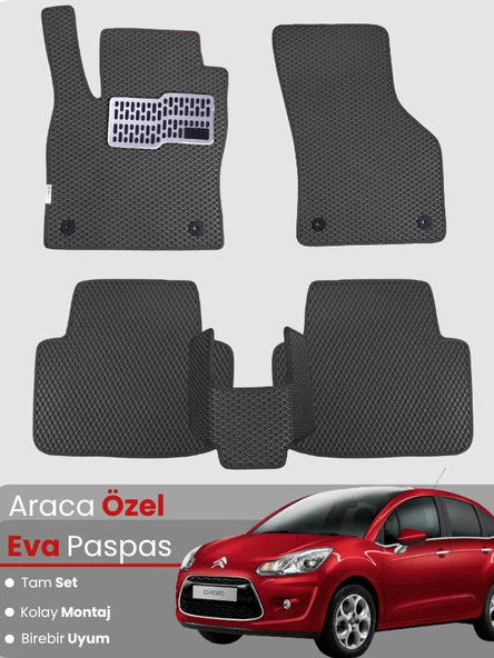 CİTROEN C3 (2009-2016) Uyumlu EVA Paspas Tam Set–Araca Özel,Su Geçirmez,Hızlı ve Kolay Montaj ürün görseli 1