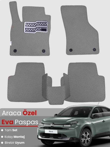 CİTROEN E-C4X ELEKTRİKLİ (2023-2024) Uyumlu EVA Paspas Tam Set–Araca Özel,Su Geçirmez ürün görseli 1