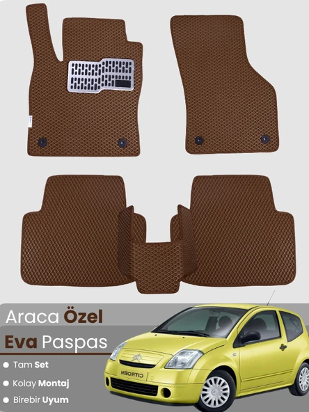 CİTROEN C2 (2002-2009) Uyumlu EVA Paspas Tam Set–Araca Özel,Su Geçirmez,Hızlı ve Kolay Montaj ürün görseli 1
