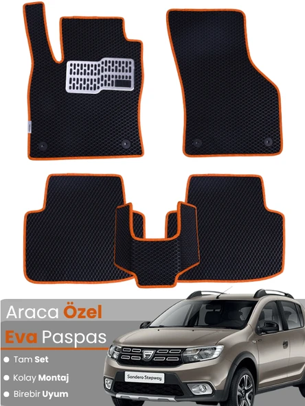 DACİA SANDERO STEPWAY (2012-2020) Uyumlu EVA Paspas Tam Set–Araca Özel,Su Geçirmez,Kolay Montaj ürün görseli 1
