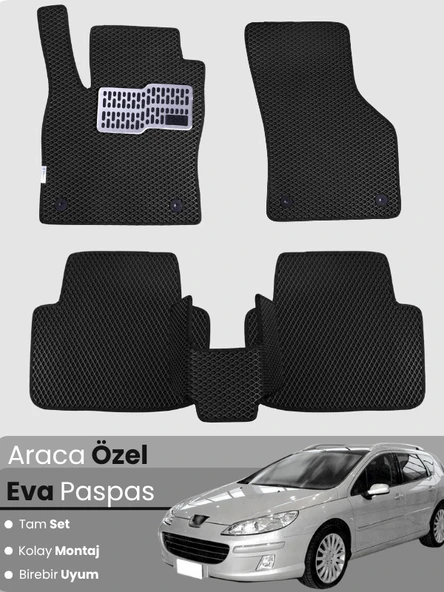 PEUGEOT 407 STATİON WAGON (2004-2010) Uyumlu EVA Paspas Tam Set–Araca Özel,Oto Paspas ürün görseli 1