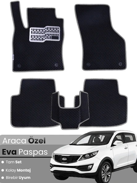 KİA SPORTAGE (2010-2015) Uyumlu EVA Paspas Tam Set–Araca Özel,Kolay Montaj,Su Geçirmez ürün görseli 1