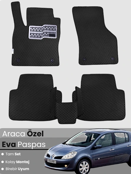 RENAULT CLİO 3 (2005-2011) Uyumlu EVA Paspas Tam Set–Araca Özel,Oto Paspas ürün görseli 1