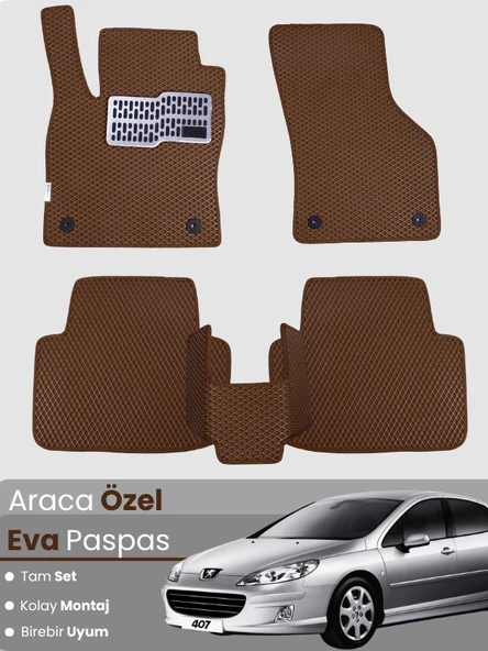PEUGEOT 407 SEDAN (2004-2010) Uyumlu EVA Paspas Tam Set–Araca Özel,Oto Paspas,Kolay Montaj ürün görseli 1