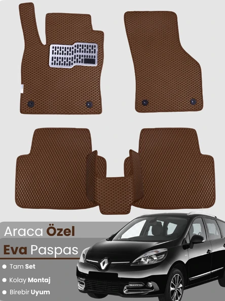 RENAULT SCENİC 3 (2009-2016) Uyumlu EVA Paspas Tam Set–Oto Paspas,Araca Özel,Kolay Montaj ürün görseli 1