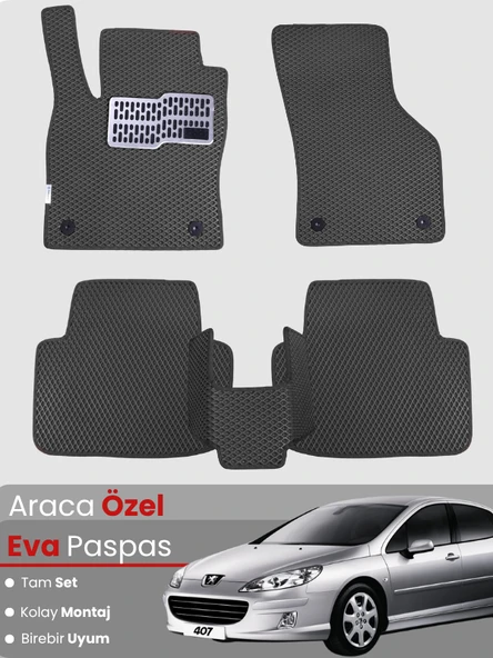 PEUGEOT 407 SEDAN (2004-2010) Uyumlu EVA Paspas Tam Set–Araca Özel,Oto Paspas,Kolay Montaj ürün görseli 1