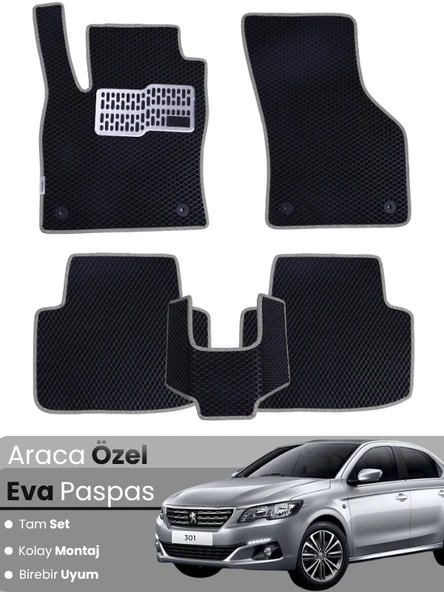 PEUGEOT 301 (2012-2025) Uyumlu EVA Paspas Tam Set–Araca Özel,Oto Paspas,Kolay Montaj ürün görseli 1