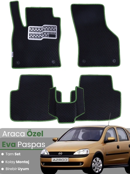 OPEL CORSA C (2000-2006) Uyumlu EVA Paspas Tam Set–Araca Özel,Kolay Montaj,Oto Paspas ürün görseli 1
