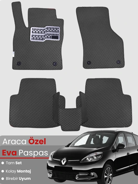 RENAULT SCENİC 3 (2009-2016) Uyumlu EVA Paspas Tam Set–Oto Paspas,Araca Özel,Kolay Montaj ürün görseli 1