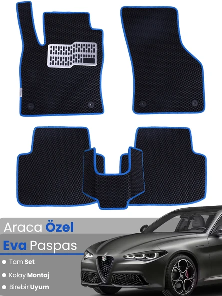 ALFA ROMEO GİULİA (2016-2024) Uyumlu EVA Paspas Tam Set–Araca Özel,Kolay Montaj,Su Geçirmez ürün görseli 1