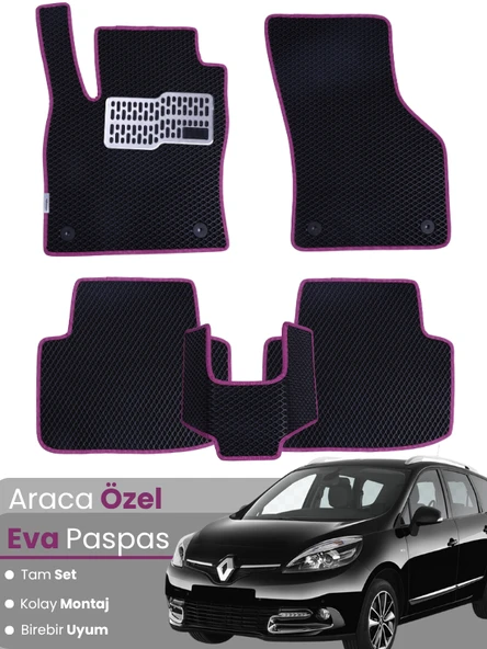 RENAULT SCENİC 3 (2009-2016) Uyumlu EVA Paspas Tam Set–Oto Paspas,Araca Özel,Kolay Montaj ürün görseli 1