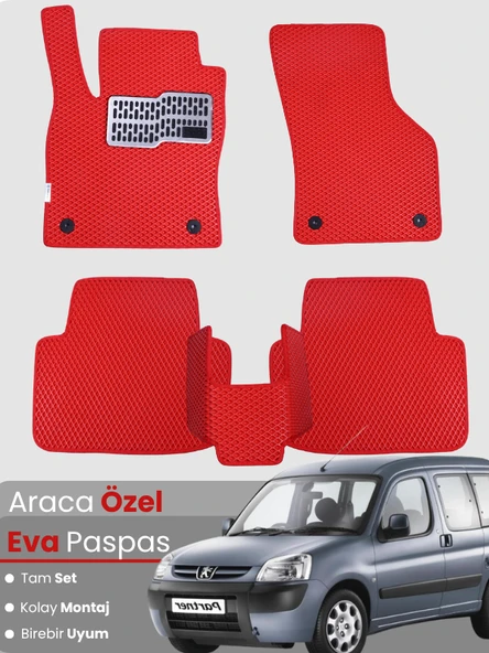 PEUGEOT PARTNER (1996-2008) Uyumlu EVA Paspas Tam Set–Araca Özel,Oto Paspas ürün görseli 1