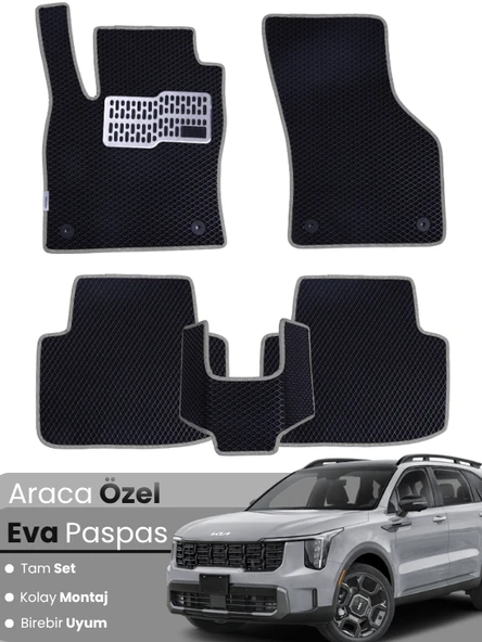 KİA SORENTO 5 KİŞİLİK (2022-2025) Uyumlu EVA Paspas Tam Set–Araca Özel,Kolay Montaj,Su Geçirmez ürün görseli 1