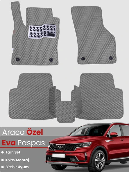 KİA SORENTO 7 KİŞİLİK (2015-2021) Uyumlu EVA Paspas Tam Set–Araca Özel,Kolay Montaj,Su Geçirmez ürün görseli 1