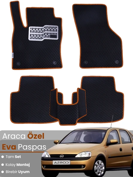 OPEL CORSA C (2000-2006) Uyumlu EVA Paspas Tam Set–Araca Özel,Kolay Montaj,Oto Paspas ürün görseli 1