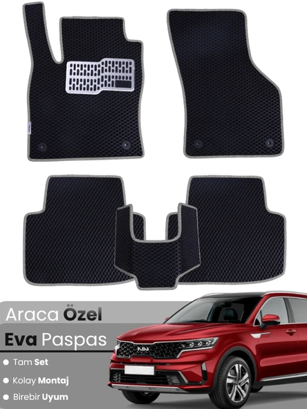 KİA SORENTO 7 KİŞİLİK (2015-2021) Uyumlu EVA Paspas Tam Set–Araca Özel,Kolay Montaj,Su Geçirmez ürün görseli 1
