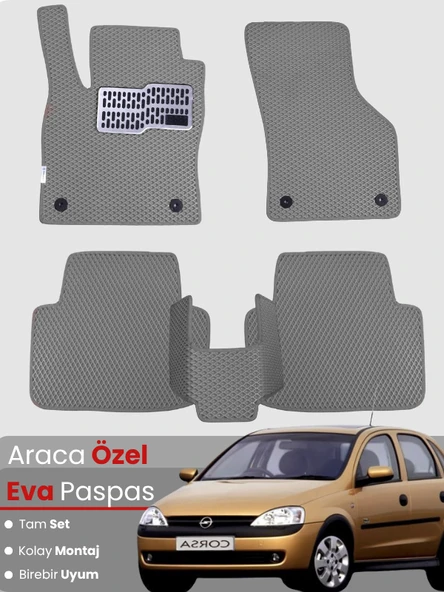 OPEL CORSA C (2000-2006) Uyumlu EVA Paspas Tam Set–Araca Özel,Kolay Montaj,Oto Paspas ürün görseli 1