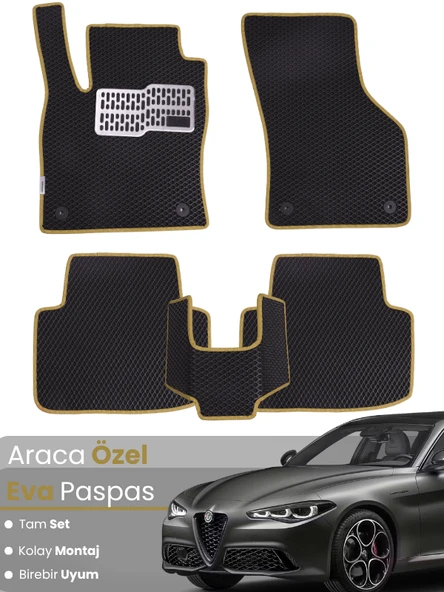 ALFA ROMEO GİULİA (2016-2024) Uyumlu EVA Paspas Tam Set–Araca Özel,Kolay Montaj,Su Geçirmez ürün görseli 1