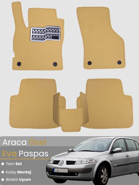 RENAULT MEGANE 2 SEDAN (2002-2008) Uyumlu EVA Paspas Tam Set–Oto Paspas,Araca Özel ürün görseli 1