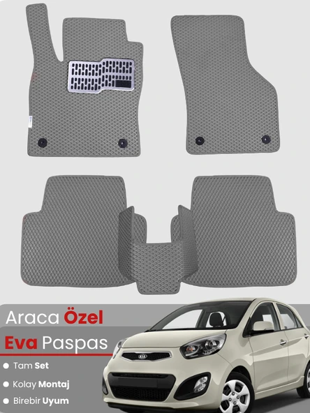 KİA PİCANTO (2004-2011) Uyumlu EVA Paspas Tam Set–Araca Özel,Kolay Montaj,Su Geçirmez ürün görseli 1