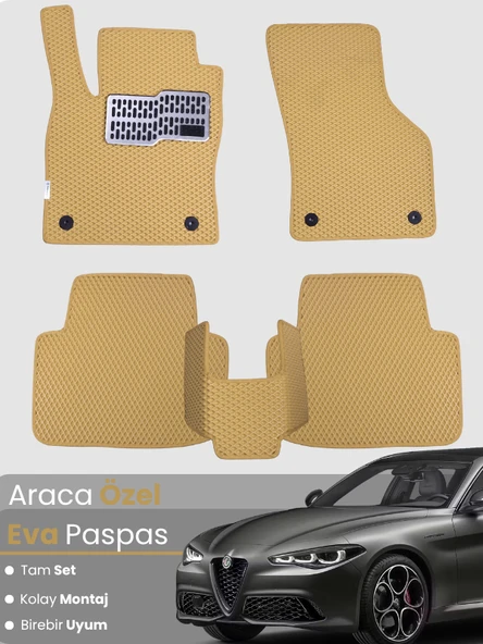 ALFA ROMEO GİULİA (2016-2024) Uyumlu EVA Paspas Tam Set–Araca Özel,Kolay Montaj,Su Geçirmez ürün görseli 1