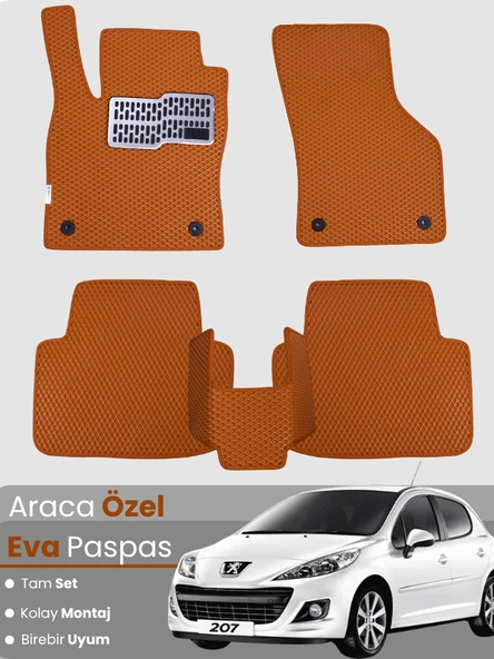 PEUGEOT 207 COUPE (2006-2014) Uyumlu EVA Paspas Tam Set–Araca Özel,Oto Paspas,Kolay Montaj ürün görseli 1