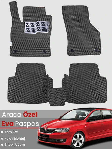 SKODA FABİA 3 (2014-2021) Uyumlu EVA Paspas Tam Set–Oto Paspas,Araca Özel,Kolay Montaj ürün görseli 1