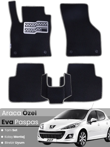 PEUGEOT 207 COUPE (2006-2014) Uyumlu EVA Paspas Tam Set–Araca Özel,Oto Paspas,Kolay Montaj ürün görseli 1