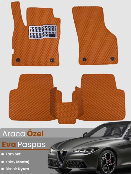 ALFA ROMEO GİULİA (2016-2024) Uyumlu EVA Paspas Tam Set–Araca Özel,Kolay Montaj,Su Geçirmez ürün görseli 1
