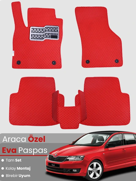 SKODA FABİA 3 (2014-2021) Uyumlu EVA Paspas Tam Set–Oto Paspas,Araca Özel,Kolay Montaj ürün görseli 1