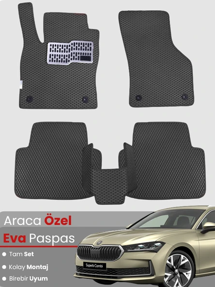 Skoda Super B (2024-2025) Uyumlu EVA Paspas Tam Set–Araca Özel,Su Geçirmez,Hızlı Montaj ürün görseli 1