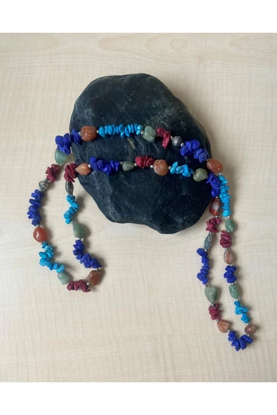 SANAT TACİRİ Vintage Avrupa El Yapımı Doğal Taş Kolye No 05 ürün görseli 1