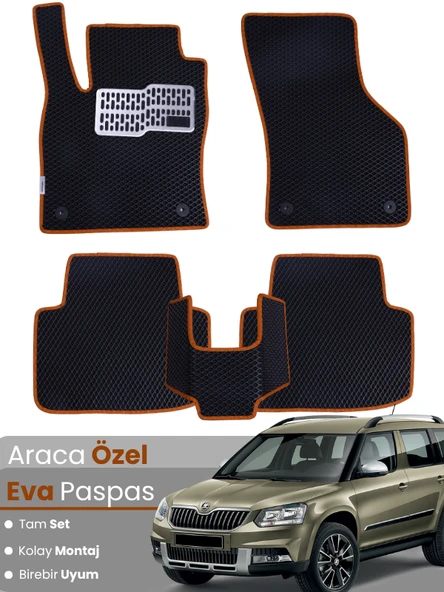 SKODA YETİ (2009-2017) Uyumlu EVA Paspas Tam Set–Oto Paspas,Araca Özel,Kolay Montaj ürün görseli 1