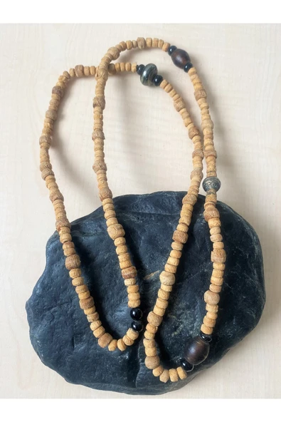 SANAT TACİRİ Vintage Avrupa El Yapımı Ahşap Boncuklu Kolye no 81 ürün görseli 1