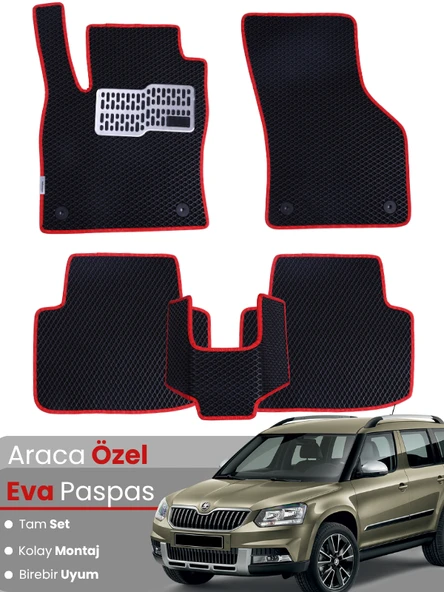 SKODA YETİ (2009-2017) Uyumlu EVA Paspas Tam Set–Oto Paspas,Araca Özel,Kolay Montaj ürün görseli 1