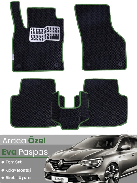 Renault Megane 4 Hatchback (2016-2025) Uyumlu EVA Paspas Tam Set–Araca Özel Tasarım,Kolay Montaj ürün görseli 1