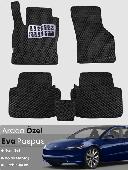 TESLA MODEL 3 (2021-2025) Uyumlu EVA Paspas Tam Set–Oto Paspas,Araca Özel,Kolay Montaj ürün görseli 1