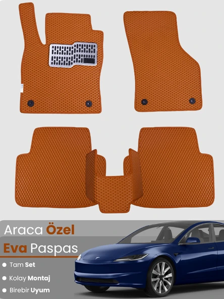 TESLA MODEL 3 (2021-2025) Uyumlu EVA Paspas Tam Set–Oto Paspas,Araca Özel,Kolay Montaj ürün görseli 1