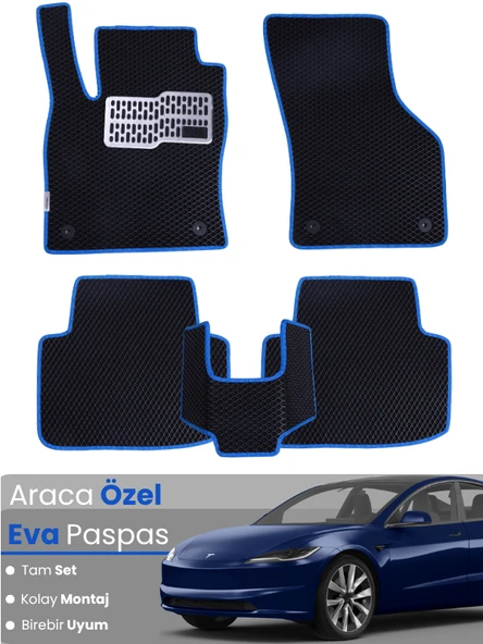 TESLA MODEL 3 (2021-2025) Uyumlu EVA Paspas Tam Set–Oto Paspas,Araca Özel,Kolay Montaj ürün görseli 1