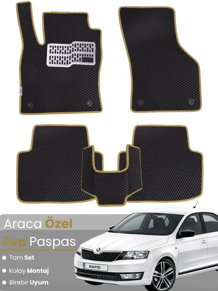 SKODA RAPİD (2012-2019) Uyumlu EVA Paspas Tam Set–Oto Paspas,Araca Özel,Kolay Montaj ürün görseli 1