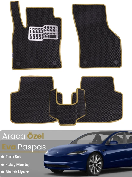 TESLA MODEL 3 (2021-2025) Uyumlu EVA Paspas Tam Set–Oto Paspas,Araca Özel,Kolay Montaj ürün görseli 1