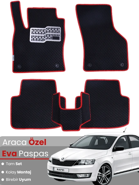SKODA RAPİD (2012-2019) Uyumlu EVA Paspas Tam Set–Oto Paspas,Araca Özel,Kolay Montaj ürün görseli 1