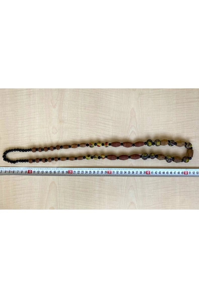 SANAT TACİRİ Vintage Avrupa El Yapımı Ahşap Boncuklu Kolye no 826 ürün görseli 1