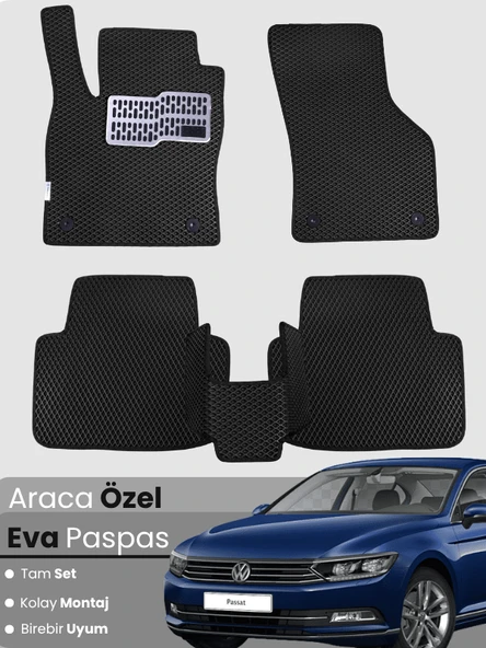 Volkswagen Passat B8 (2015-2019) Uyumlu EVA Paspas Tam Set–Araca Özel,Su Geçirmez,Hızlı Montaj ürün görseli 1