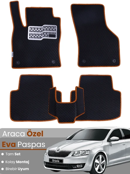 SKODA OCTAVİA A5 (2004-2012) Uyumlu EVA Paspas Tam Set–Oto Paspas,Araca Özel,Kolay Montaj ürün görseli 1