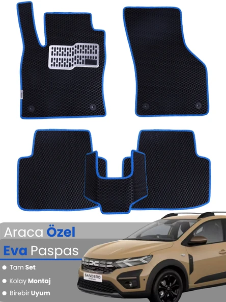 Dacia Sandero (2020-2025) Uyumlu EVA Paspas Tam Set – Birebir Uyum,Su Geçirmez,Kolay ve Hızlı Montaj ürün görseli 1